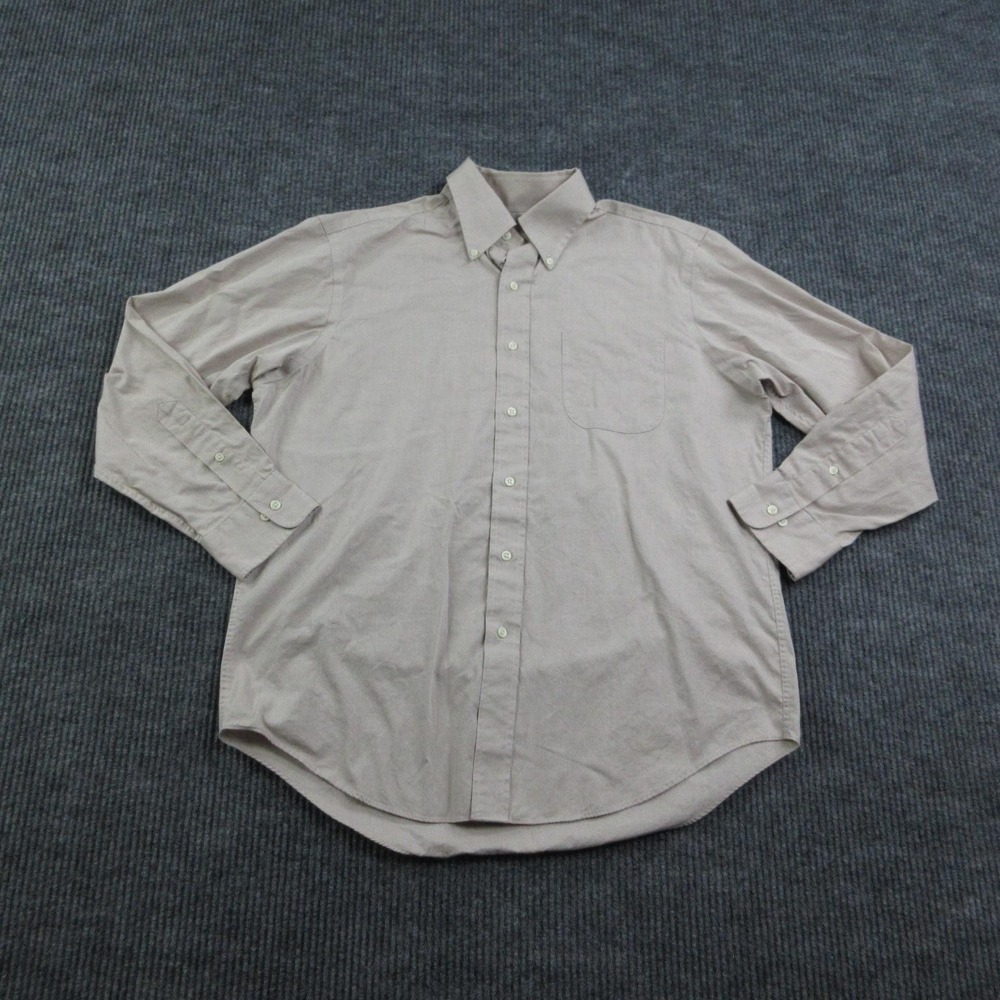 American Living Shirt Mens Large Beige Button-Up Cotton Long Sleeve Casual